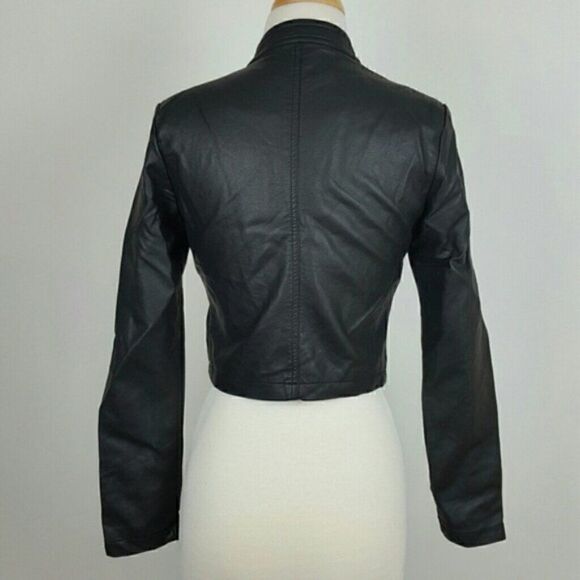 Women's Vegan Leather Motto Jacket Black‎ - Picture 6 of 6